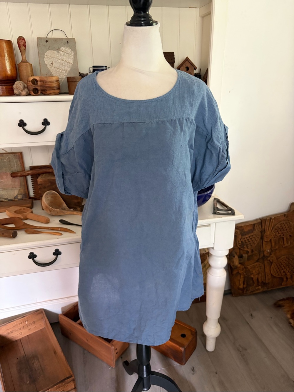 Giorgia Giannini Women’s Lightweight Blue Linen Blend Tunic Top